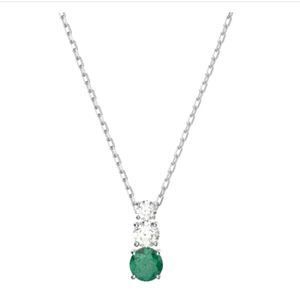 Swarovski Attract Trilogy Pendant, Green, Rhodium Plated
